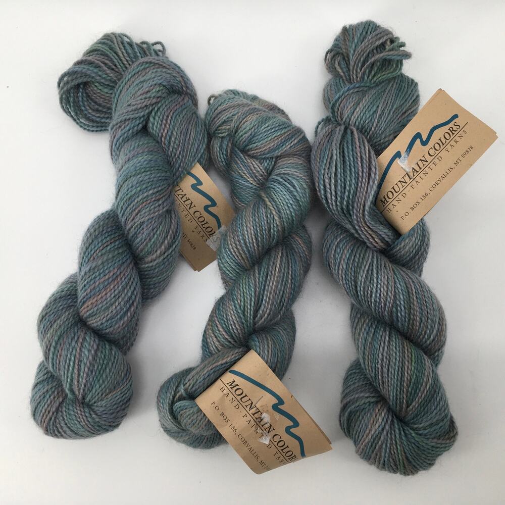 Mountain Colors Hand Painted Mohair Wool Yarn *LOT OF 3 Hanks* Clearwater Blue